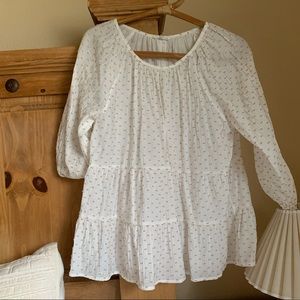 White Swiss Dot Blouse size M